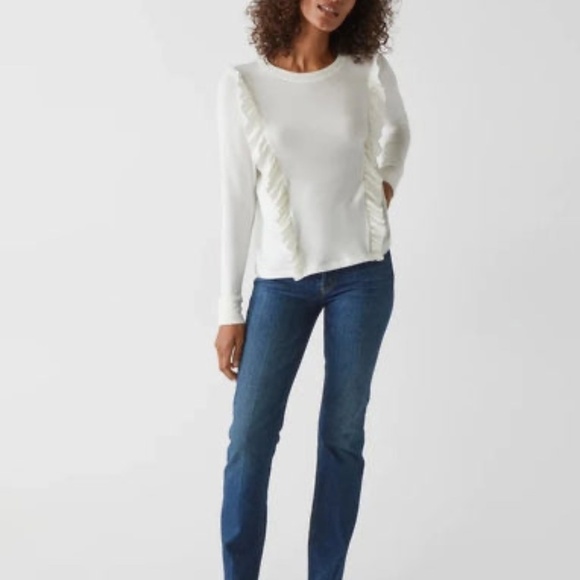 Michael Stars Kristi Ruffle Top, Color-Chalk, Size-XL, NWT - Picture 3 of 3